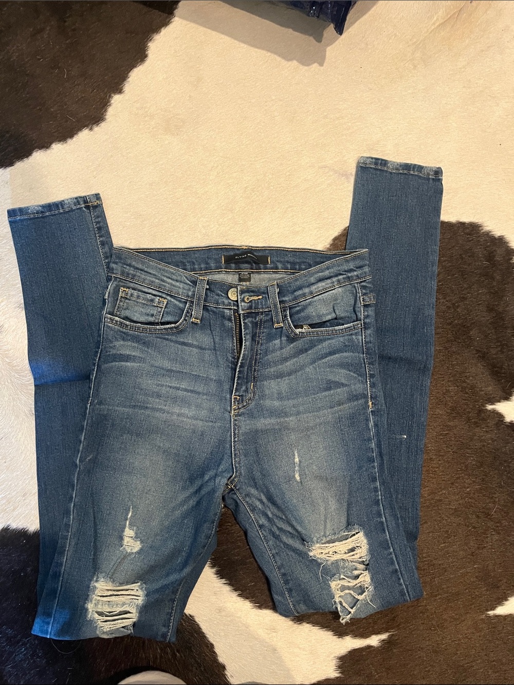 Flying Monkey Distressed Medium Blue Skinny Jeans